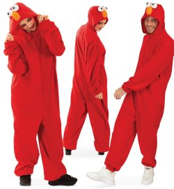 Erwachsenenkostüm Kuschelmonster Overall in rot mit Kapuze Onesie