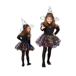 Funkelhexe 2-tlg. Hexenkostüm Hexenkleid und Hexenhut Halloween Tüllrock