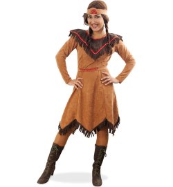 Kostüm Indianerin Kleid Damenkostüm Wilder Westen Indianerkleid Squaw Braun