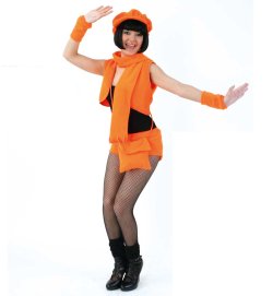 Damenkostüm-Set Plüsch Weste mit Hot-Pants in orange