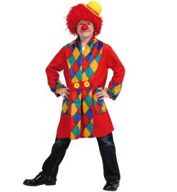 Kinderkostüm Clown Mantel in rot Harlekin Spaßvogel