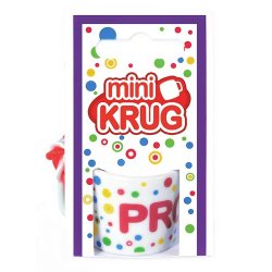 Mini-Krug Prost, Schnapsglas, Umhänge-Krug, Bunt mit Schriftzug, Party
