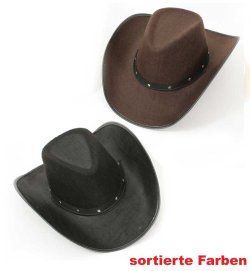 Texas Cowboyhut, sortierte Farben, Gr. 58 cm, Western, Saloon, Karneval, Wilder Westen