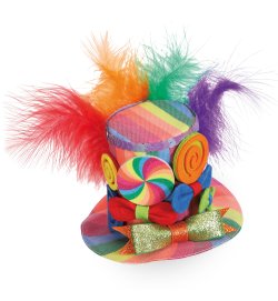 Mini Hut Candy mit Haar Clip Mini Zylinder bunt Clown Zirkus Kopfschmuck Kostüm Zubehör