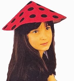 Marienkaefer-Hut rot mit schwarzen Punkten, Kopfbedeckung