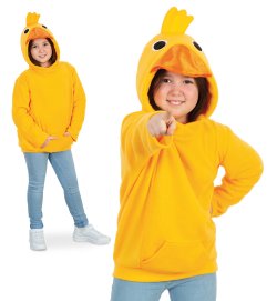 Enten Kostüm für Kinder Hoodie Kapuzenpullover Tierkapuze Schnabel Augen Kopfgefieder und Entenschwanz