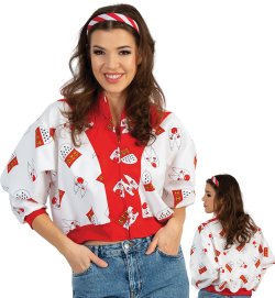 Damen Kostüm Jacke Rot-Weiß mit Clown & Köln-Wappen Design – Stylischer Blouson im kölschenen Stil, bequemer Schnitt mit Reißverschluss