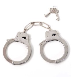 Metall-Handschellen in Silber mit Schlüssel Polizei Häftling Sheriff Karneval Accessoire