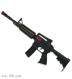 Spielzeug - Maschinengewehr M16 mit Licht und Sound, ca. 50 cm lang | Kostüm, SWAT, Polizei, FBI, CSI, Agent, Ermittler, Karneval