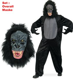 Set, Gorilla - Overall & Gorillamaske, für Erwachsene, Gr. XXL