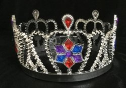 Krone Silber mit bunten Steinen, Prinzessin, Karneval, Märchen, Mottoparty, Kindergeburtstag