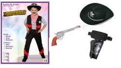 Spiel Set für Kinder Cowboy mit Hut, Spielzeugrevolver und Holster für Rollenspiele