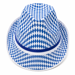 Bayern Hut mit blau-weißem Rautenmuster und blau-weißem Hutband