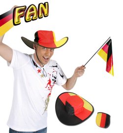 Deutschland Falthut mit Tasche in Schwarz-Rot-Gold für Fußballfans