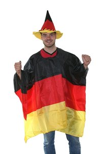 Deutschland Fan-Cape mit Hut in Schwarz-Rot-Gold für Fußball Fans