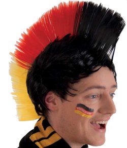 Deutschland Fan Irokesen Perücke in Schwarz-Rot-Gold für Fußballfans