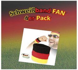 Deutschland Fan-Schweißband 4er Pack in Schwarz-Rot-Gold