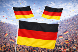 Deutschland Fan-Set mit Flagge und Antennen-Haarreif in Schwarz-Rot-Gold