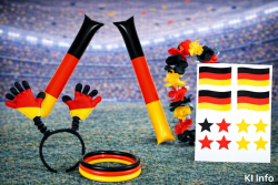 Deutschland Fan-Set 5-teilig mit Klatschstangen, Haarreif, Armband und Fan-Tattoos