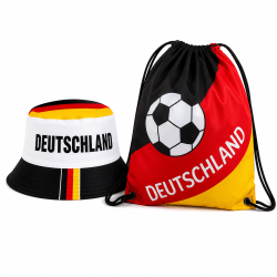 Deutschland Fan Set mit Fischerhut und Turnbeutel in Schwarz-Rot-Gold