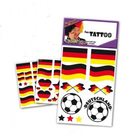 Wasserfeste Deutschland Fan-Tattoos mit Fußball- und Flaggenmotiven