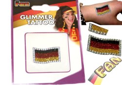 Deutschland Glimmer Tattoo in Schwarz-Rot-Gold für Fußballfans und Fanpartys