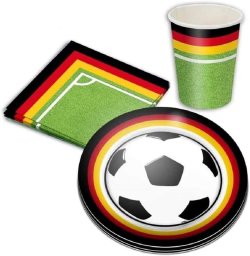 Deutschland Party-Paket mit Tellern, Bechern und Servietten im Fußball-Design