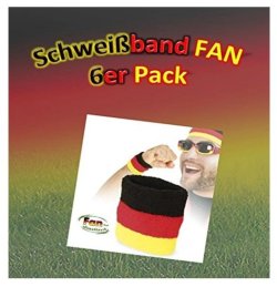 Deutschland Schweißband 6er Pack in Schwarz-Rot-Gold für Fußballfans