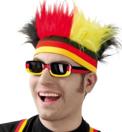 Deutschland Stirnband mit Haaren in Schwarz-Rot-Gold für Fußballfans