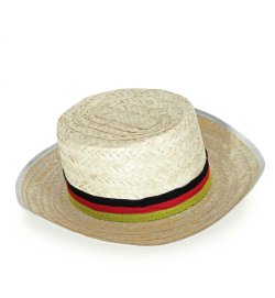 Deutschland Strohhut Größe 58 cm mit Schwarz-Rot-Gold Band