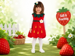 Erdbeer-Kostüm für Kinder mit Kleid und passendem Haarreif
