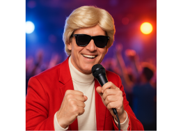 Kult Schlager Kostüm Set, Blonde Perücke & Schwarze Sonnenbrille – für Mallorca Party, Schlagerparty, Après-Ski, Karneval & Mottoparty